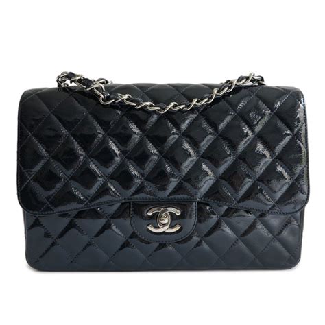 chanel navy patent leather jumbo single flap|discontinued Chanel flaps.